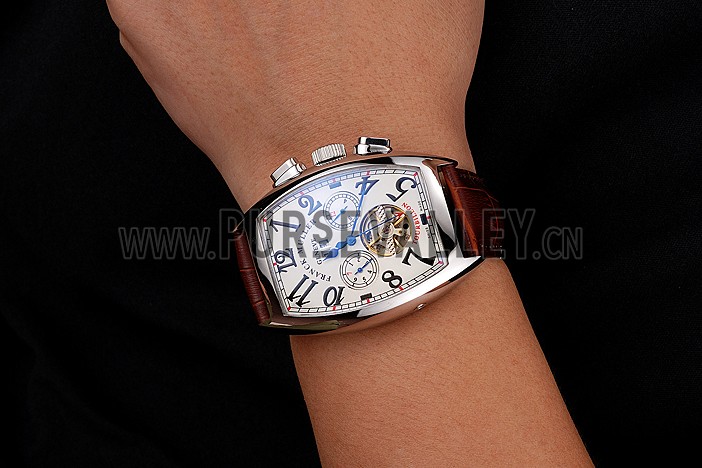 Franck Muller Casablanca White Dial Red Accent Number Tourbillon 41958