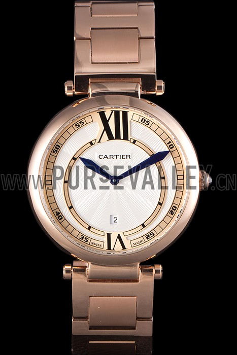 Cartier Ballon Bleu Rose Gold Stainelss Steel Strap White Dial 621453