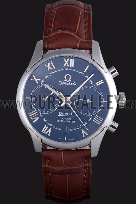 Omega DeVille Silver Bezel with Black Dial and Brown Leather Strap 621567