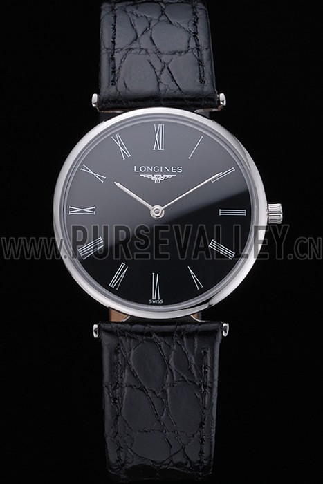 Longines La Grande Classique Black Dial Black Leather Band Homme 622131