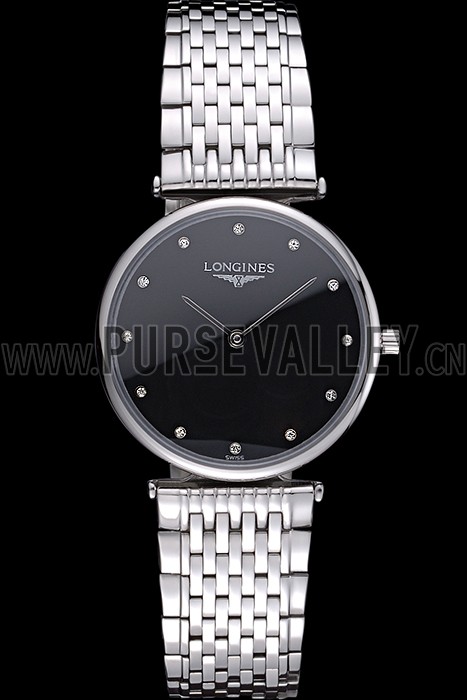 Longines La Grande Classique Stainless Steel Black Dial Diamond Markers Homme 622111