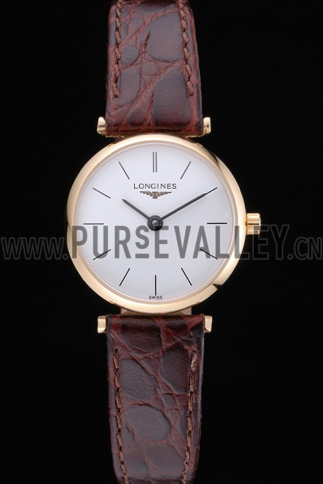 Longines La Grande Classique White Dial Brown Leather Strap Femme 622120