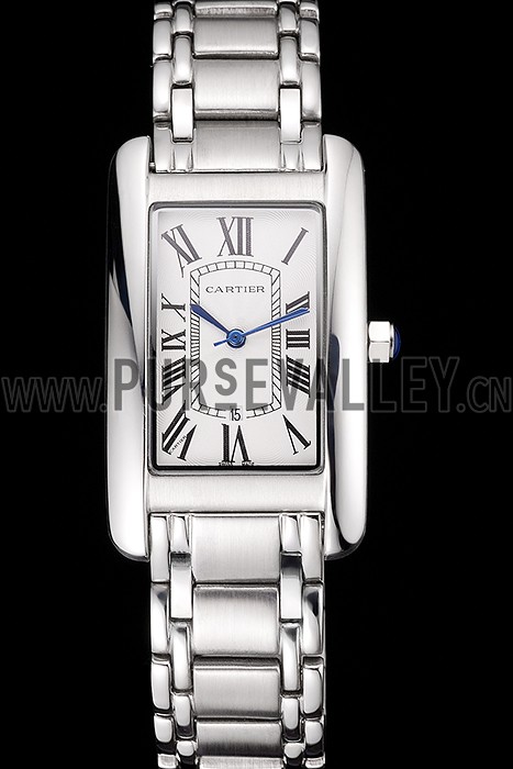 Cartier Tank Americaine 21mm White Dial Stainless Steel Case And Bracelet