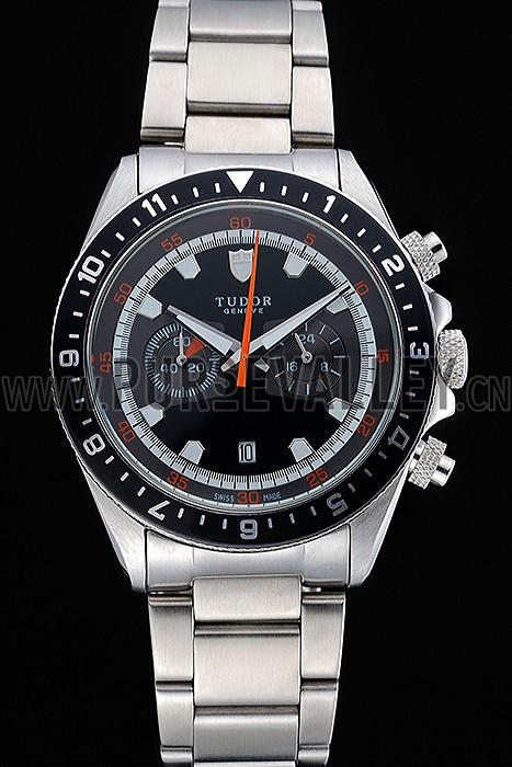 Tudor Heritage Chronograph Black Dial Stainless Steel Bracelet 622418