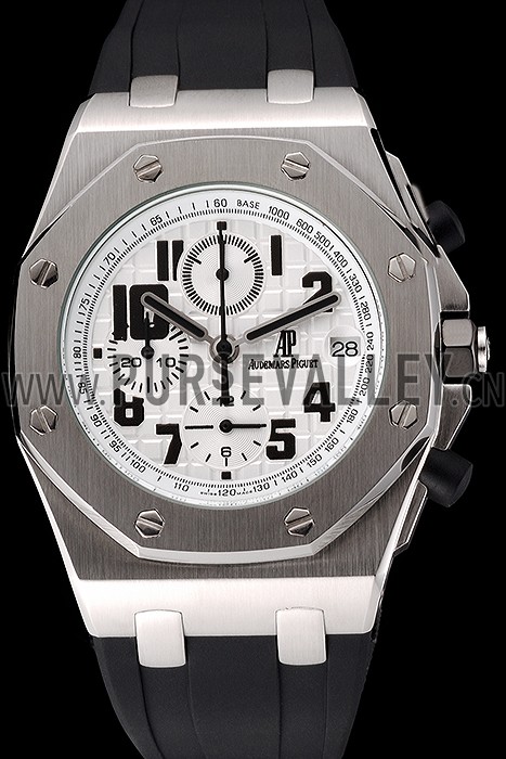 Audemars Piguet Royal Oak Offshore White Dial Stainless Steel Case Black Rubber Strap