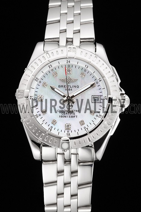 Breitling Colt Lady Pearl Dial Diamond Hour Marks Stainless Steel Case And Bracelet