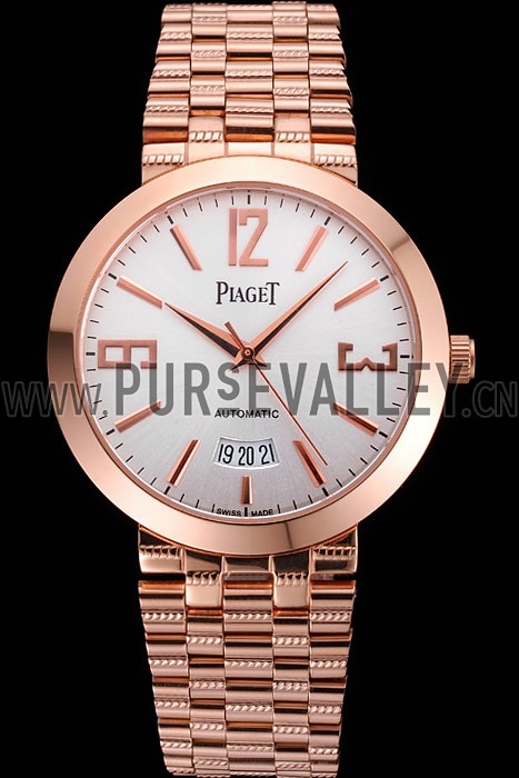 Swiss Piaget Traditional White Dial Gold Case Gold Stainless Steel Strap
