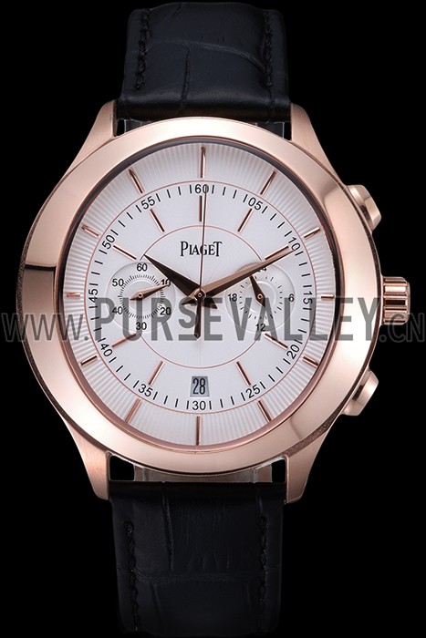 Piaget Gouverneur Chronograph Rose Gold White Dial 621980