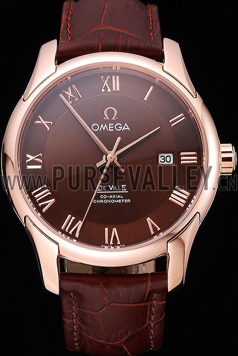 Omega DeVille Brown Dial Gold Case Brown Leather Strap 622831