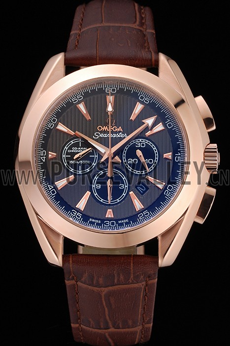 Omega Seamaster Aqua Terra Chronograph Teak-Black Dial Brown Leather Bracelet 622531