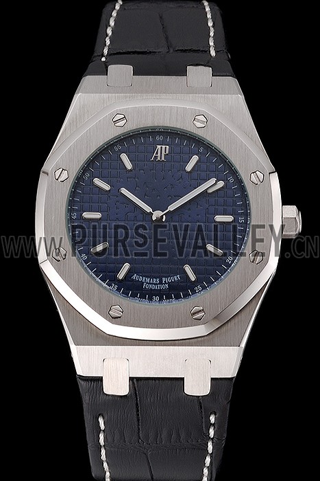Audemars Piguet Royal Oak Fondation Blue Dial Stainless Steel Case Black Leather Strap