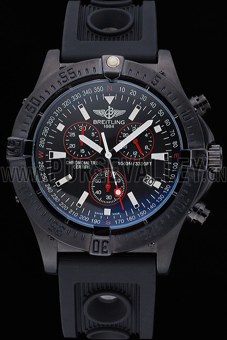 Breitling Avenger Seawolf Ion Plated Steinless Steel Case Black Dial Rubber Bracelet 622240