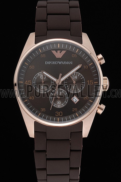 Emporio Armani Sportivo Chronograph Brown Dial Gold Case Brown Bracelet 622346