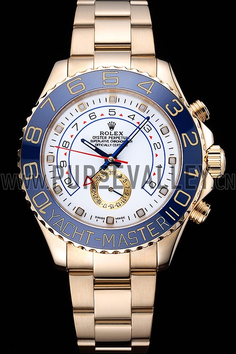 Rolex Yachtmaster II White Dial Blue Bezel Gold Bracelet 622271