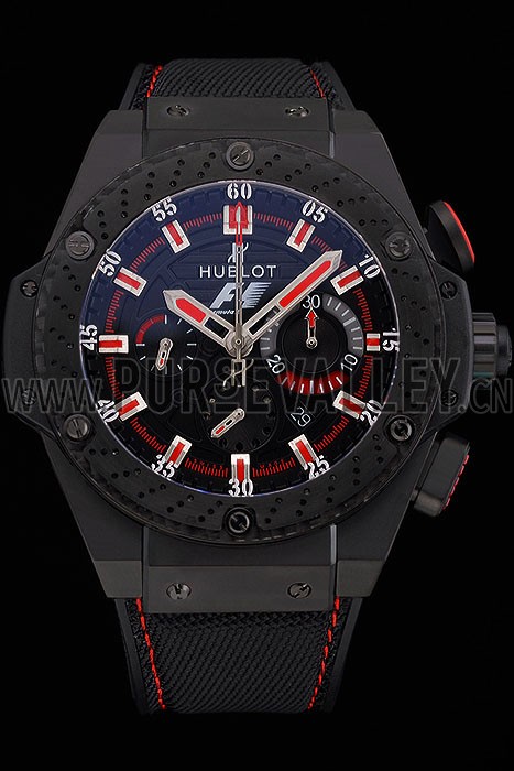 Swiss Hublot Big Bang Limited Edition Formula 1 Black And Red Dial Black Case Black Fabric Strap 622885