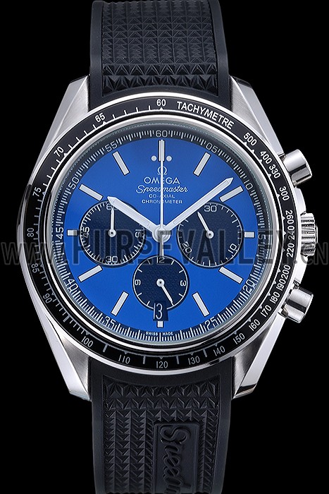 Omega Speedmaster Black Rubber Strap Blue Dial 622043