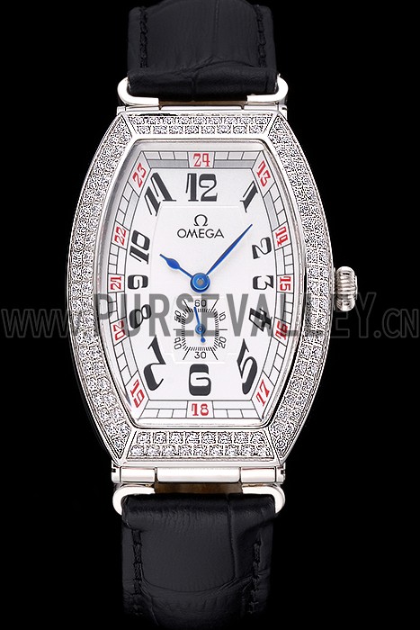 Omega Sochi Petrograd White Dial With Diamonds Stainless Steel Case Black Leather Strap 622823
