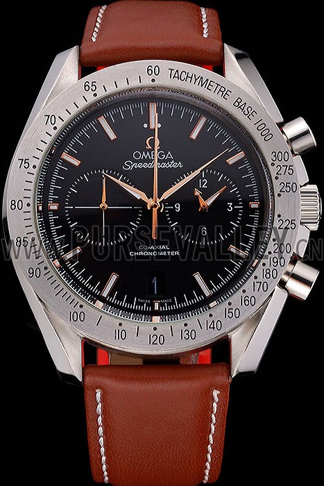 Omega Speedmaster Black Dial Stainless Steel Case Brown Leather Strap 622806