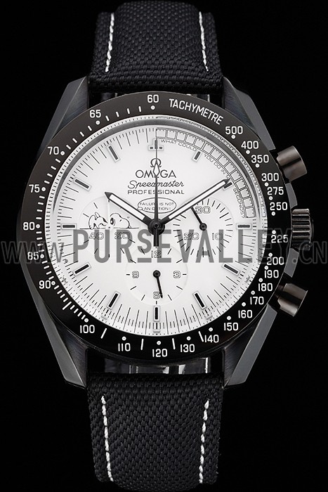 Omega Speedmaster Professional Apollo 13 Silver Snoopy Award White Dial Black Case Black Nylon Strap