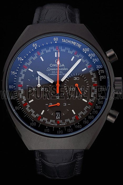 Omega Speedmaster Mark II Black And Red Dial Black Case Black Leather Strap 622814