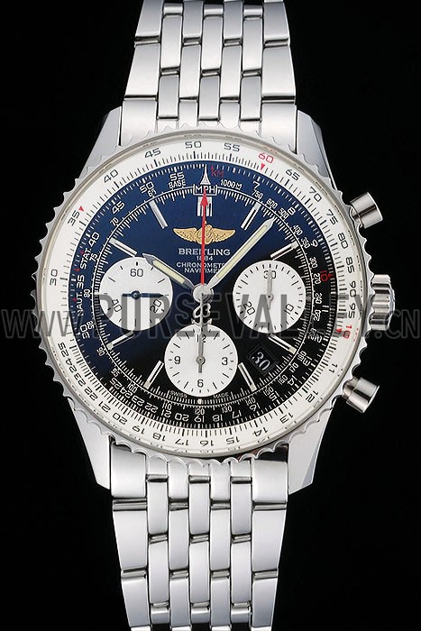 Swiss Breitling Navitimer Black Dial Stainless Steel Bracelet 622442