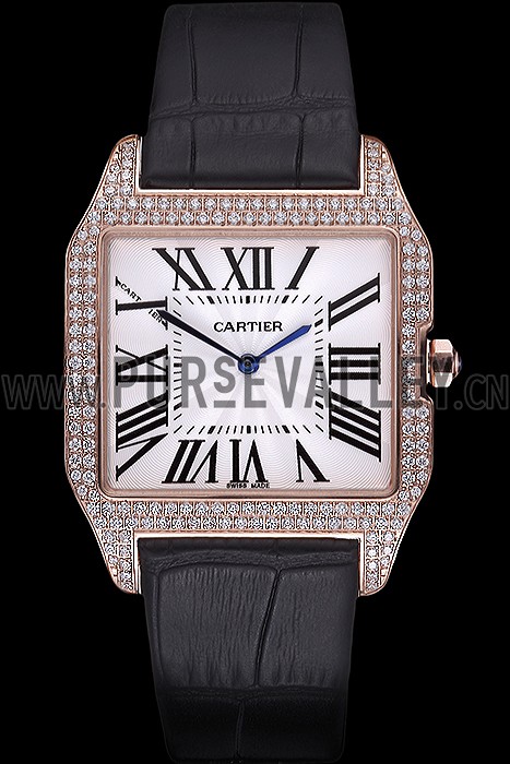 Cartier Santos 100 Diamond Rose Gold Bezel 621925