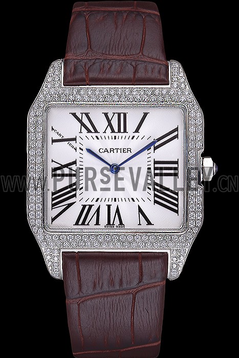 Cartier Santos 100 Diamond Silver Bezel 621926