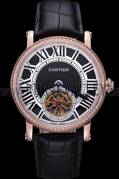 Cartier Rotonde Flying Tourbillon Diamonds Black Dial 621951