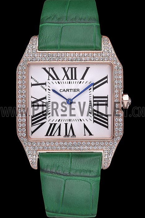 Cartier Santos 100 Diamond Rose Gold Bezel 621930