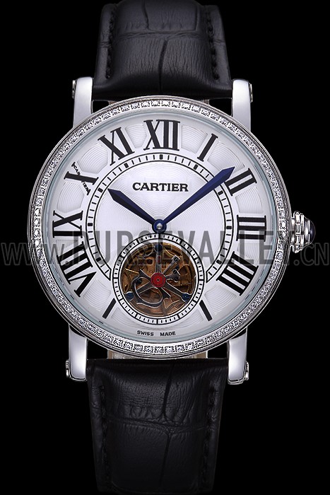Cartier Rotonde Flying Tourbillon Diamonds White Dial 621954