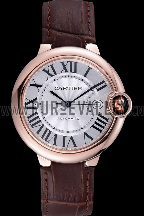 Swiss Cartier Ballon Bleu Brown Leather Bracelet 622064