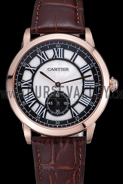 Cartier Ronde Louis White Dial Brown Leather Strap 621976