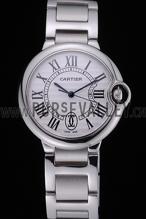 Swiss Cartier Ballon Bleu de Cartier White Dial Roman Numerals Stainless Steel Bracelet 622555