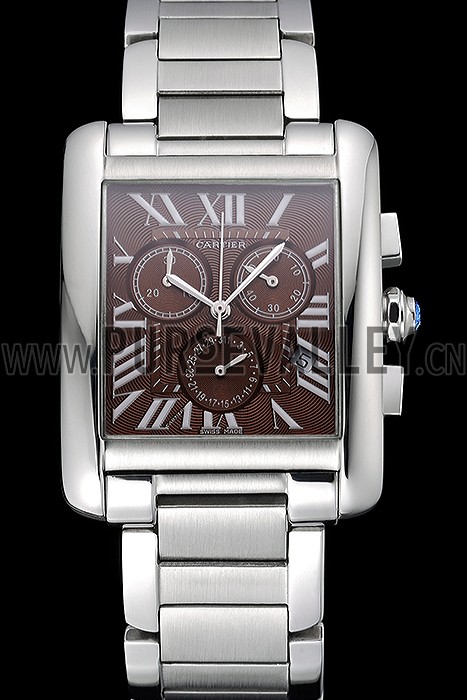 Cartier Tank MC Brown Dial Stainless Steel Case And Bracelet 622699