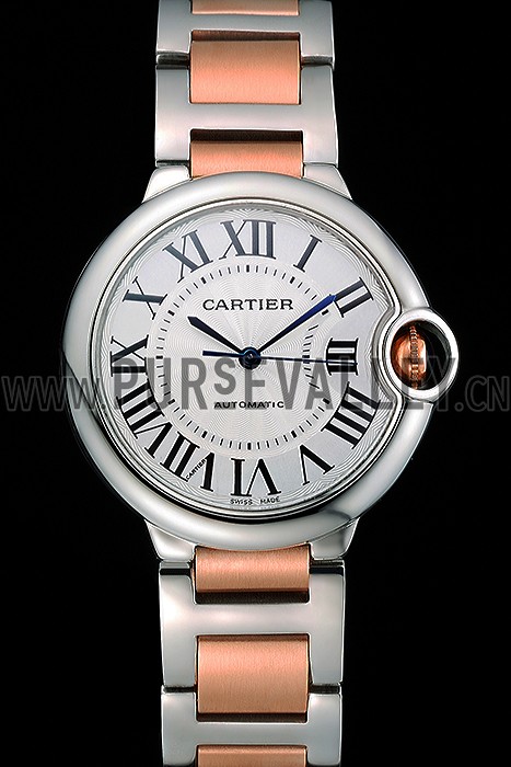 Swiss Cartier Ballon Bleu 36mm Silver Dial Stainless Steel Case Two Tone Rose Gold Bracelet 622876