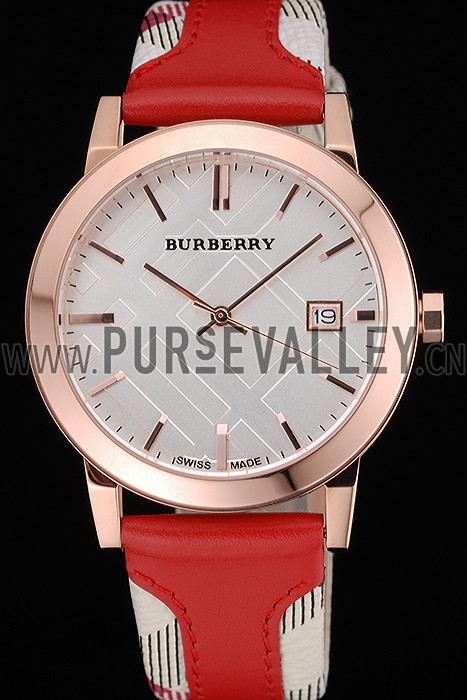Burberry The City Classic Silver Dial Red Bracelet 622567