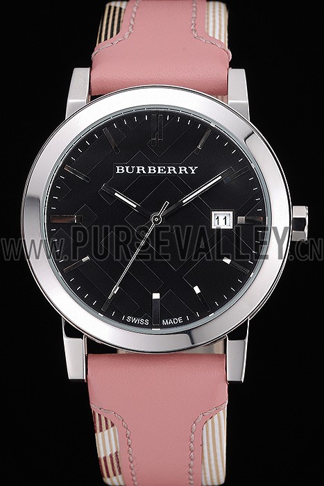 Burberry The City Classic Black Dial Pink Bracelet 622561