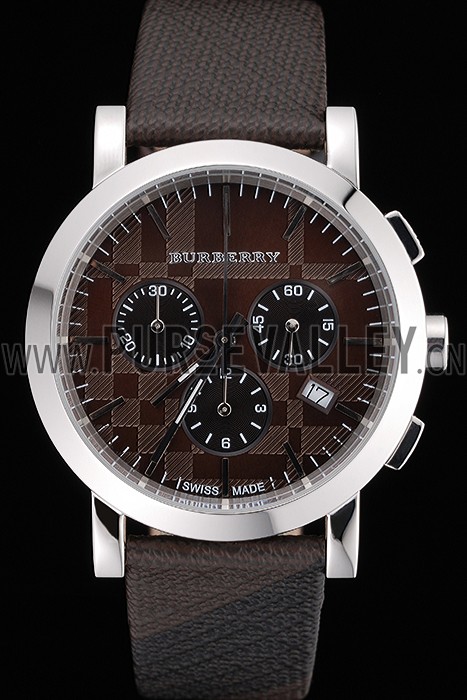 Burberry The City Classic Chronograph Brown Dial Smoked Trench Bracelet 622571