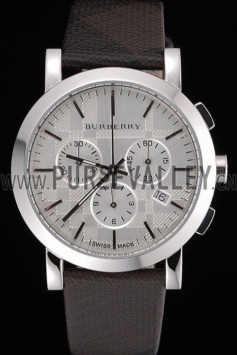 Burberry The City Classic Chronograph Silver Dial Smoked Trench Bracelet 622572