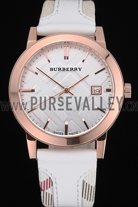 Burberry The City Classic Silver Dial White Bracelet 622563