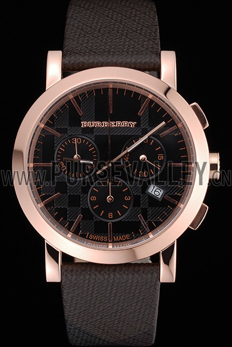 Burberry The City Classic Chronograph Black Dial Smoked Trench Bracelet 622573