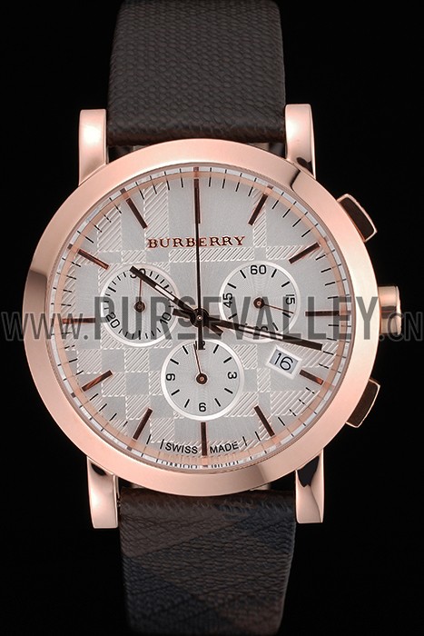 Burberry The City Classic Chronograph Silver Dial Smoked Trench Bracelet 622574