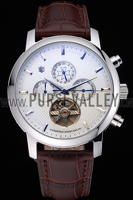 Vacheron Constantin Patrimony Traditionnelle Silver Case Brown Leather Strap 622304