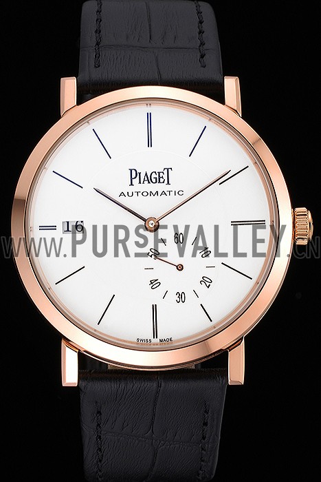 Piaget Altiplano Gold Case White Dial Black Leather Bracelet 622628