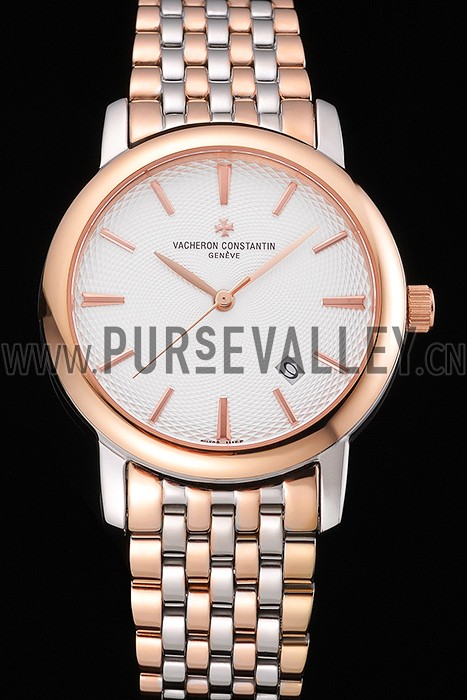 Vacheron Constantin Patrimony Silver Dial Rose Gold Case Two Tone Bracelet 62292