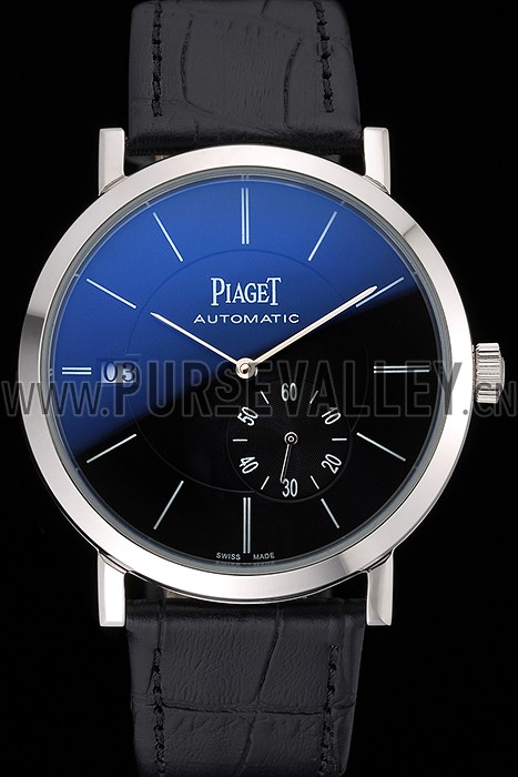 Piaget Altiplano Silver Case Black Dial Black Leather Bracelet 622629