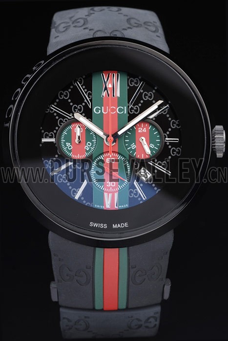 Gucci Black Rubber Band Black Round Dial 2165-312