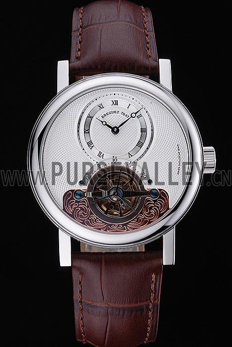 Breguet Classique Grande Complication Tourbillon Silver Case White Dial Brown Leather Strap 622210