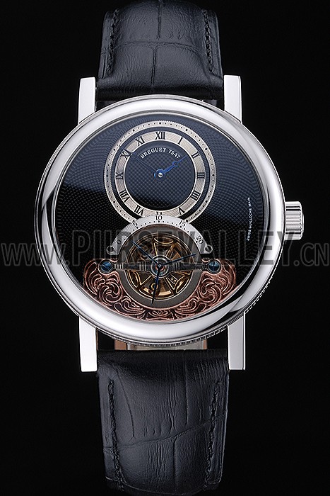 Breguet Classique Grande Complication Tourbillon Silver Case Black Dial Black Leather Strap 622212