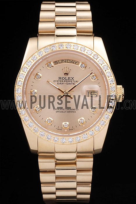 Rolex Day-Date 18k Yellow Gold Plated Stainless Steel Gold Dial